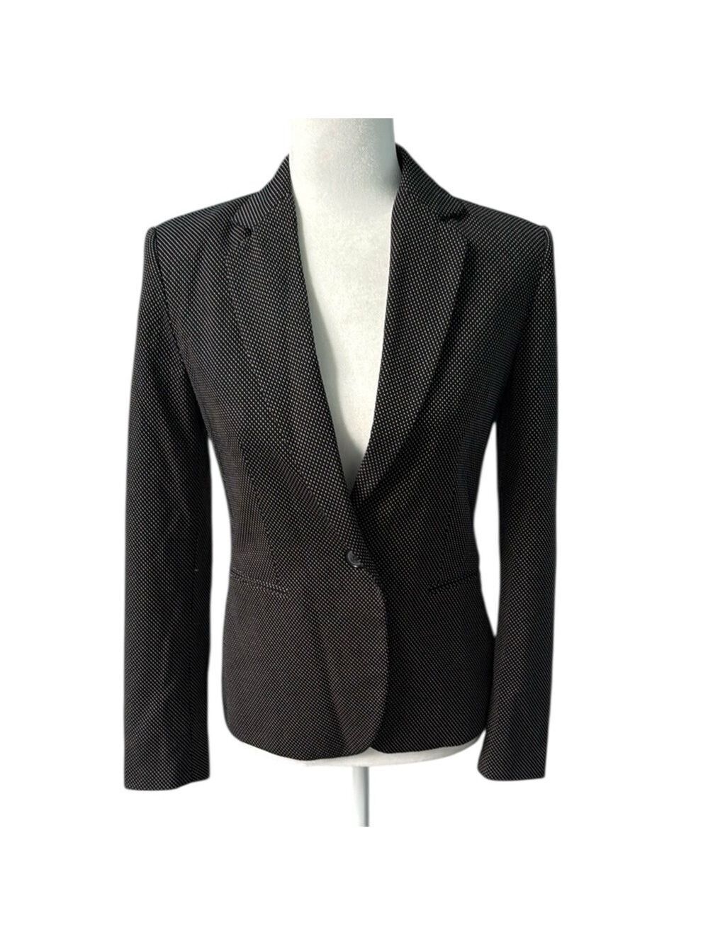 Zara Black White Polka Dot Buttoned Blazer US 2